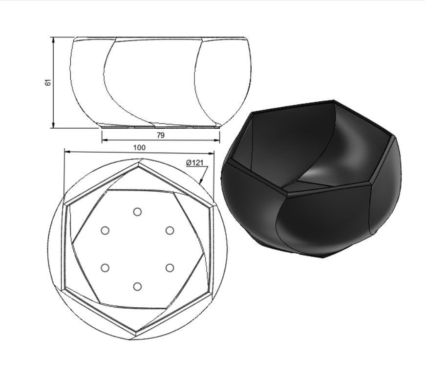 Hexagonal Plant pot / planter - Eco-friendly, sustainable, biodegradable plastic - Gift - Present - 3D Printed - 14 colours