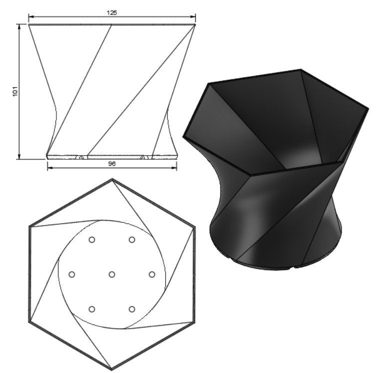 Indoor Plant Pot - Twisted Hexagon-Circle pot / planter - Eco-friendly, sustainable, biodegradable plastic - Gift - Present - 3D Printed