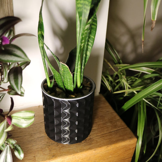 Indoor Plant Pot - Geometric pattern circular pot / planter - Eco-friendly, sustainable, biodegradable plastic - Gift - Present - 3D Printed