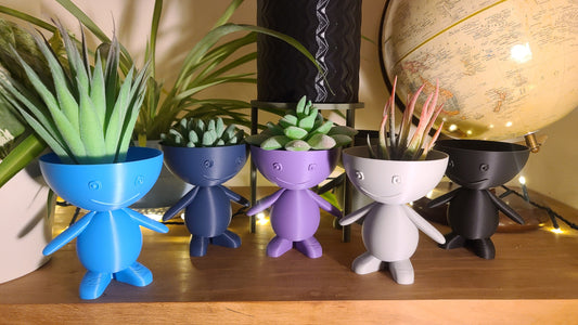 Happy, cute Figure Planter - Eco-friendly, sustainable, biodegradable plastic - Gift - Present - 3D Printed - 12 colours