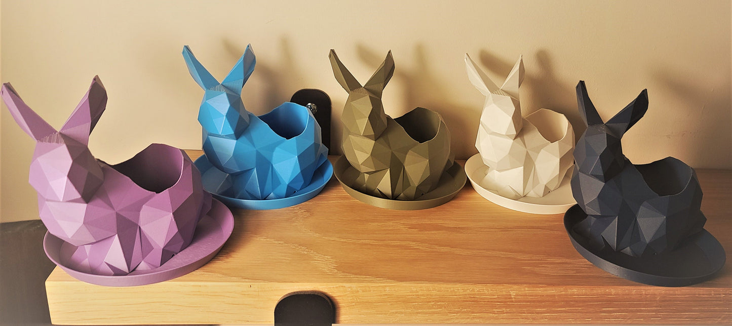 Rabbit Plant pot / Planter - Eco-friendly, sustainable, biodegradable plastic - Gift - Present - 3D Printed - 14 colours