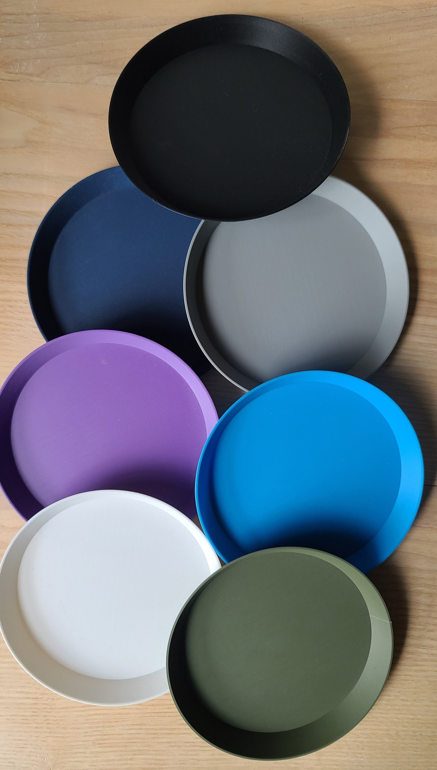 Circular drainage trays (Set of 3) for plant pots, 12 Colours, Small-Large (50-240mm) Eco-friendly plastic - Gift - Present - 3D Printed