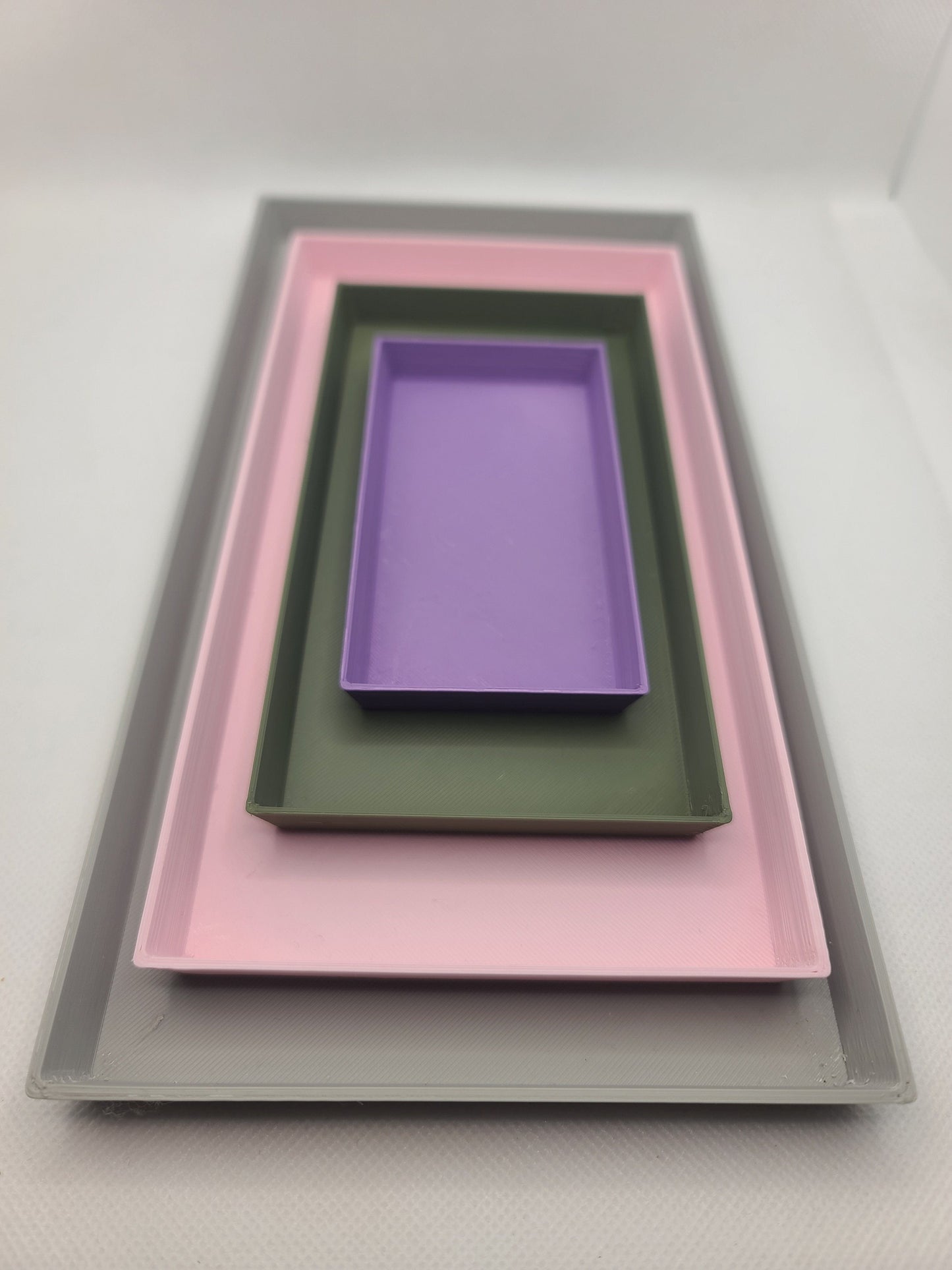 Rectangular drainage trays (set of 3) for plant pots, 12 Colours, Small-Large (100-240mm) Eco-friendly plastic - Gift - Present - 3D Printed