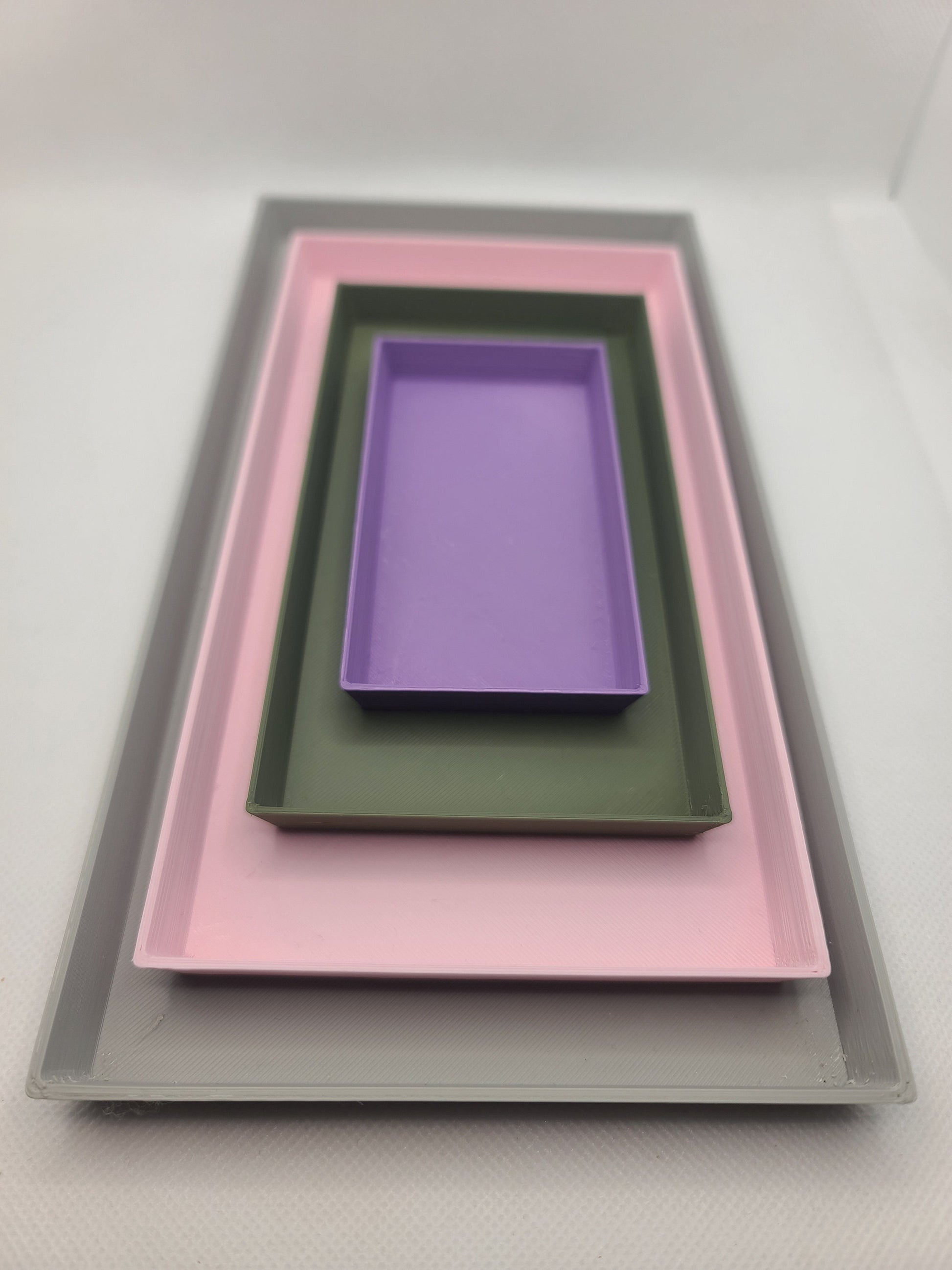 Rectangular drainage trays (set of 3) for plant pots, 12 Colours, Small-Large (100-240mm) Eco-friendly plastic - Gift - Present - 3D Printed