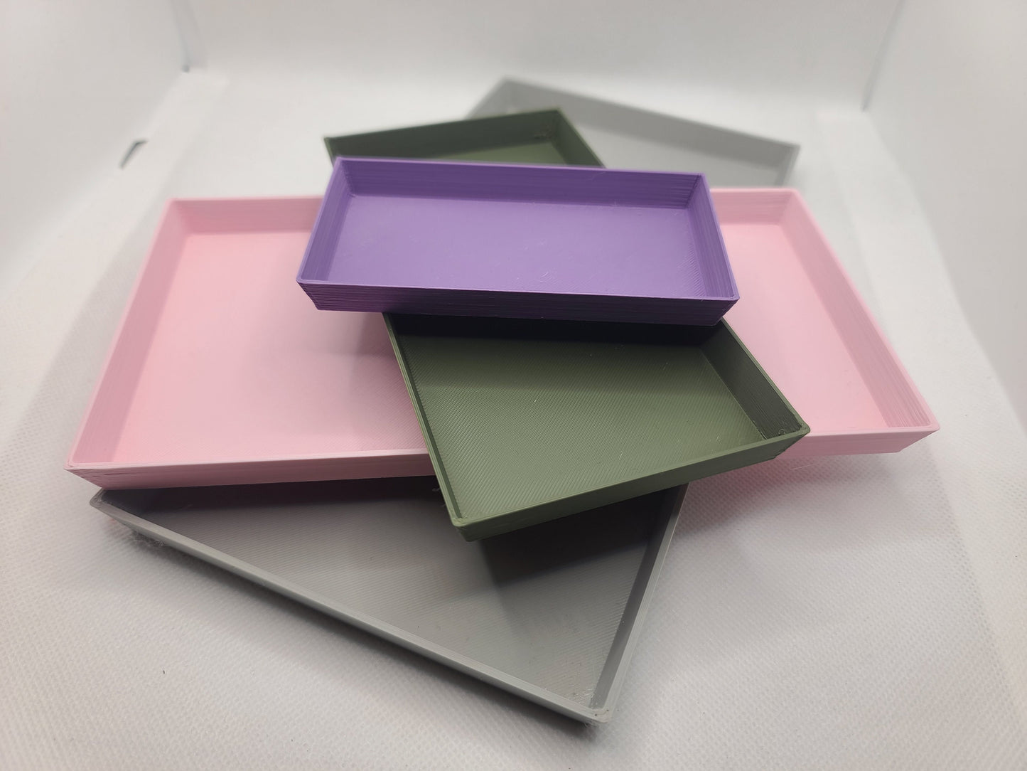 Rectangular drainage trays (set of 3) for plant pots, 12 Colours, Small-Large (100-240mm) Eco-friendly plastic - Gift - Present - 3D Printed