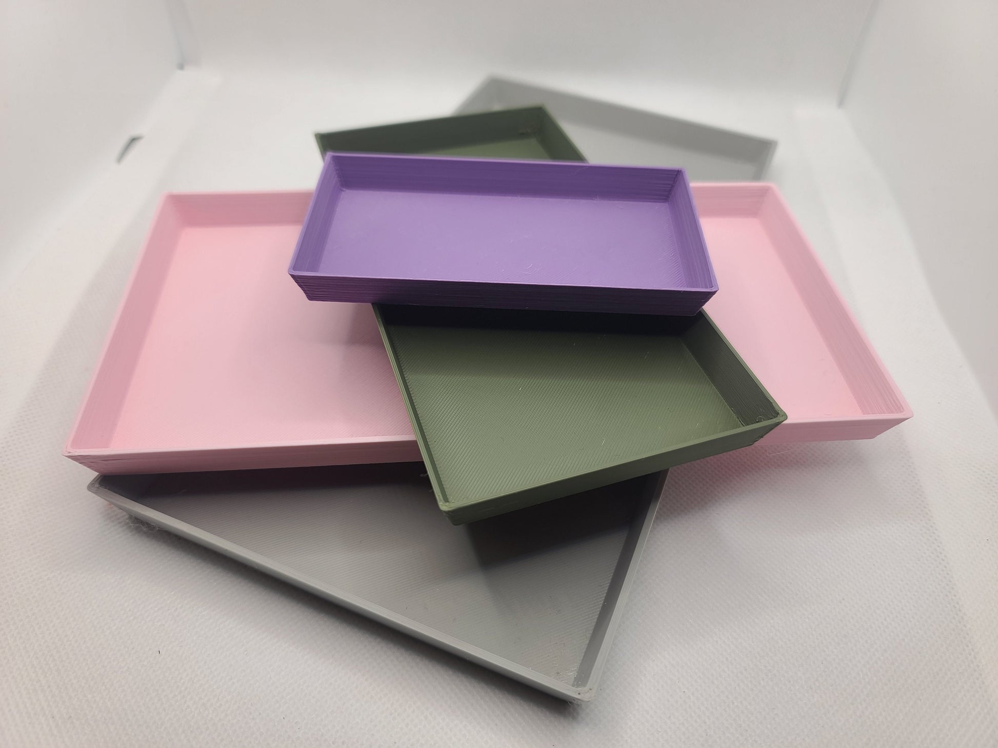 Rectangular drainage trays (set of 3) for plant pots, 12 Colours, Small-Large (100-240mm) Eco-friendly plastic - Gift - Present - 3D Printed