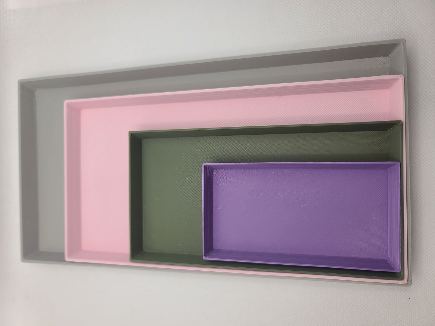 Rectangular drainage trays (set of 3) for plant pots, 12 Colours, Small-Large (100-240mm) Eco-friendly plastic - Gift - Present - 3D Printed