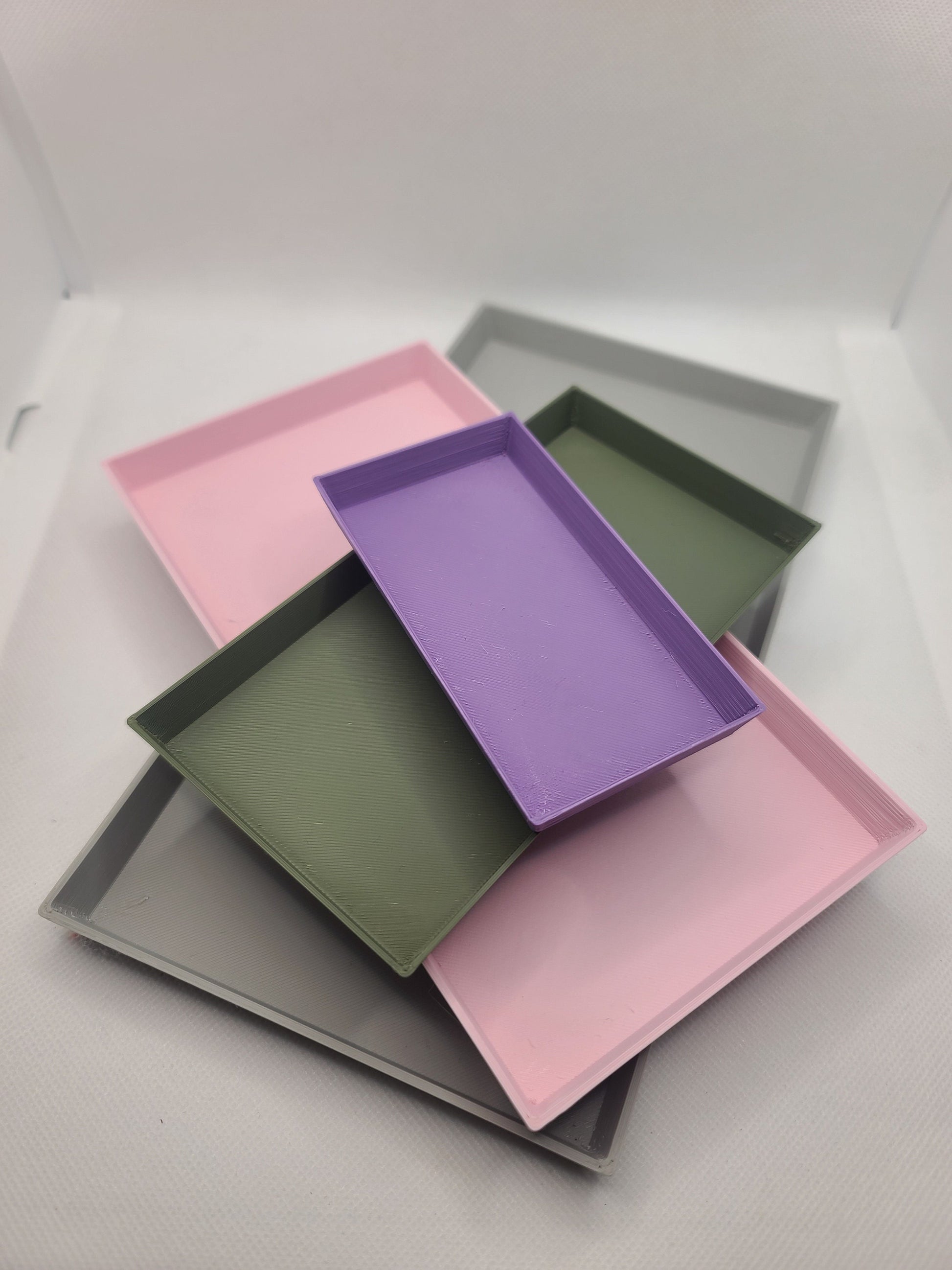 Rectangular drainage trays (set of 3) for plant pots, 12 Colours, Small-Large (100-240mm) Eco-friendly plastic - Gift - Present - 3D Printed