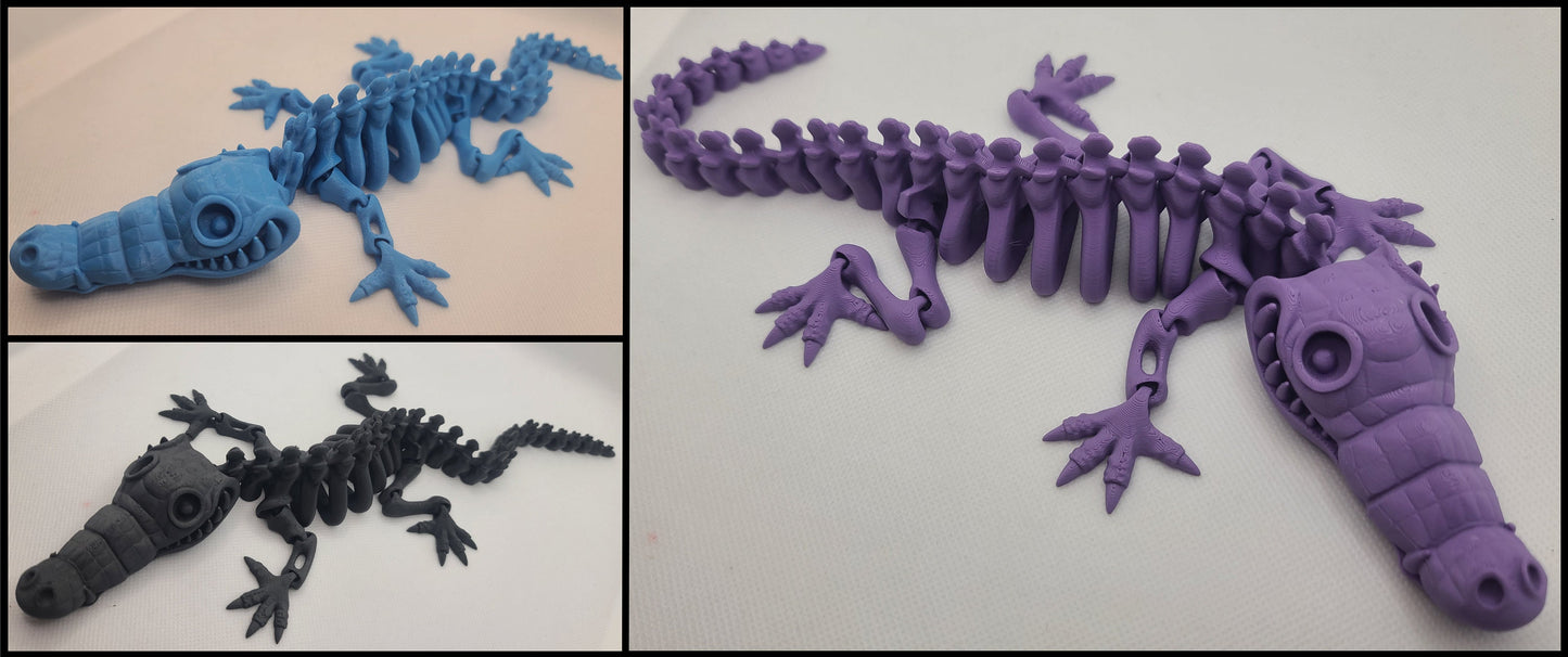 Flexible Crocodile toy - Articulated figurine - Sustainable bio-plastic - Gift - Present - 3D Printed - 14 colour options