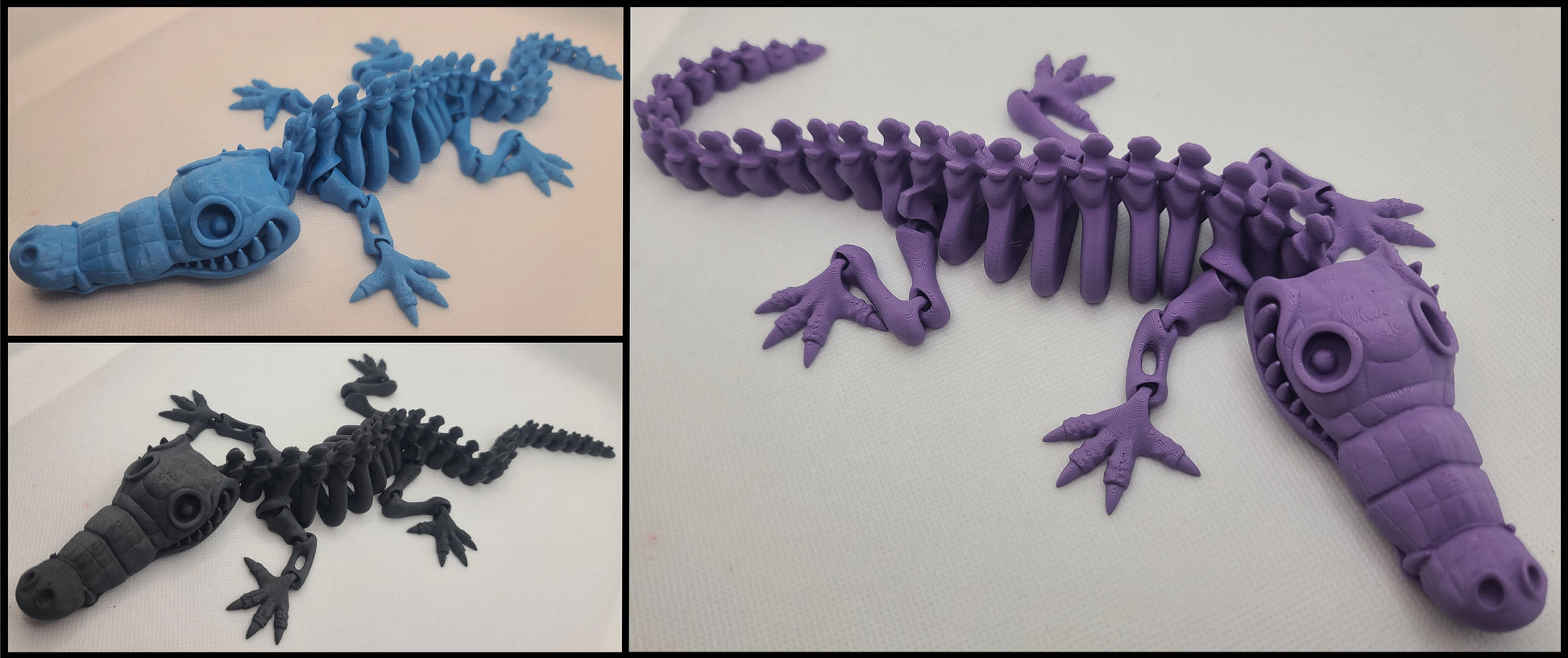 Flexible Crocodile toy - Articulated figurine - Sustainable bio-plastic - Gift - Present - 3D Printed - 14 colour options