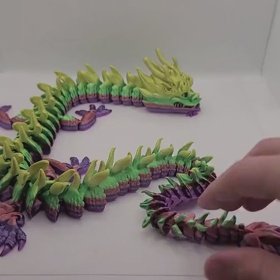 Flexible Dragon toy - Articulated figurine - Sustainable bio-plastic - Gift - Present - 3D Printed - 14 colour options