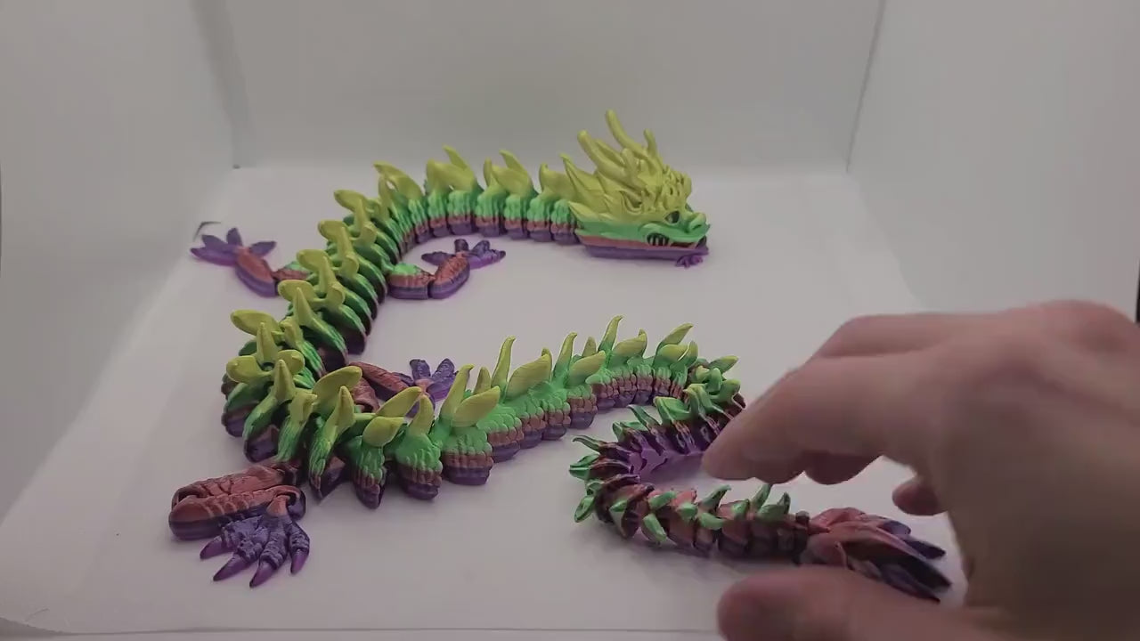 Flexible Dragon toy - Articulated figurine - Sustainable bio-plastic - Gift - Present - 3D Printed - 14 colour options