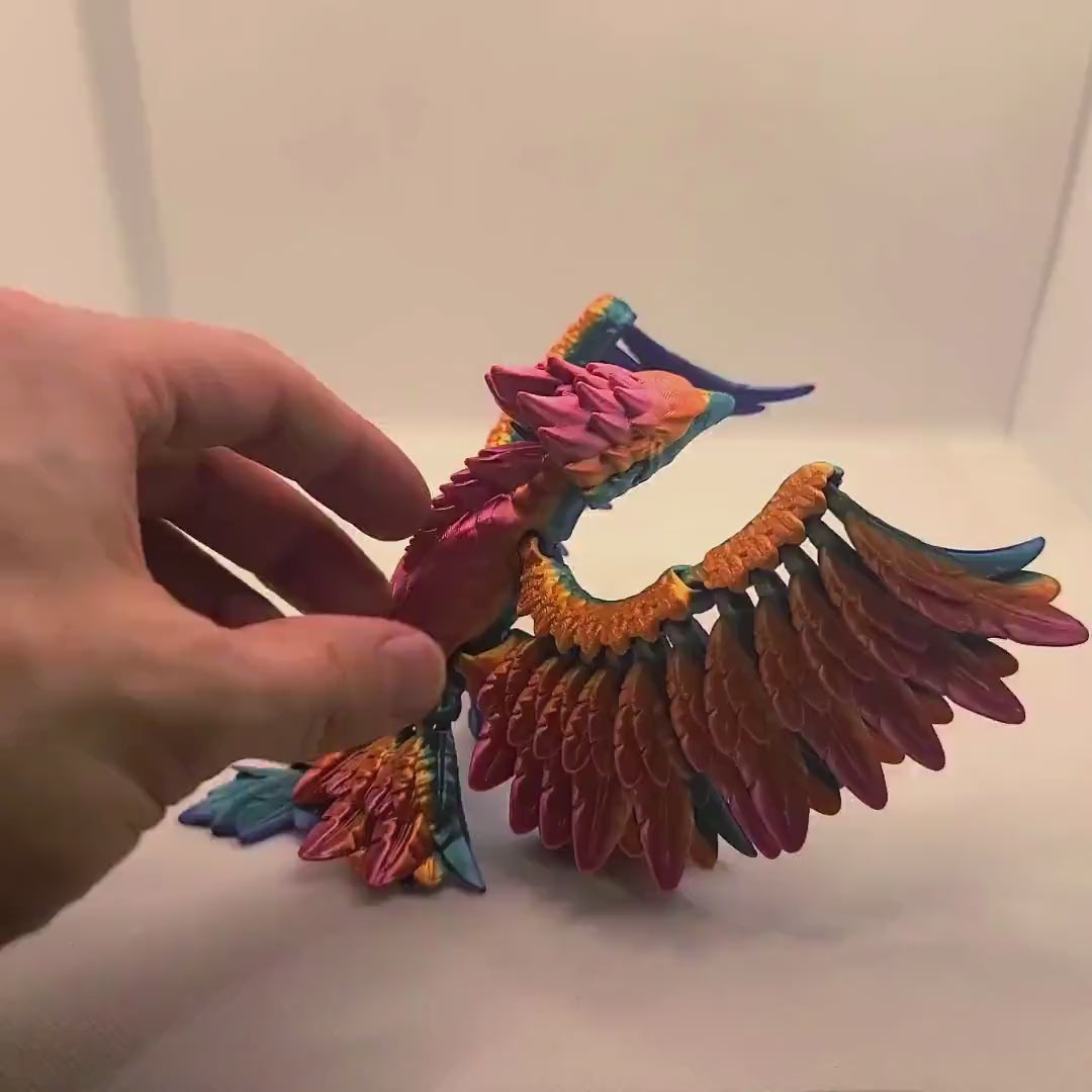 Flexible Phoenix toy - Articulated figurine - Sustainable bio-plastic - Gift - Present - 3D Printed - 14 colour options